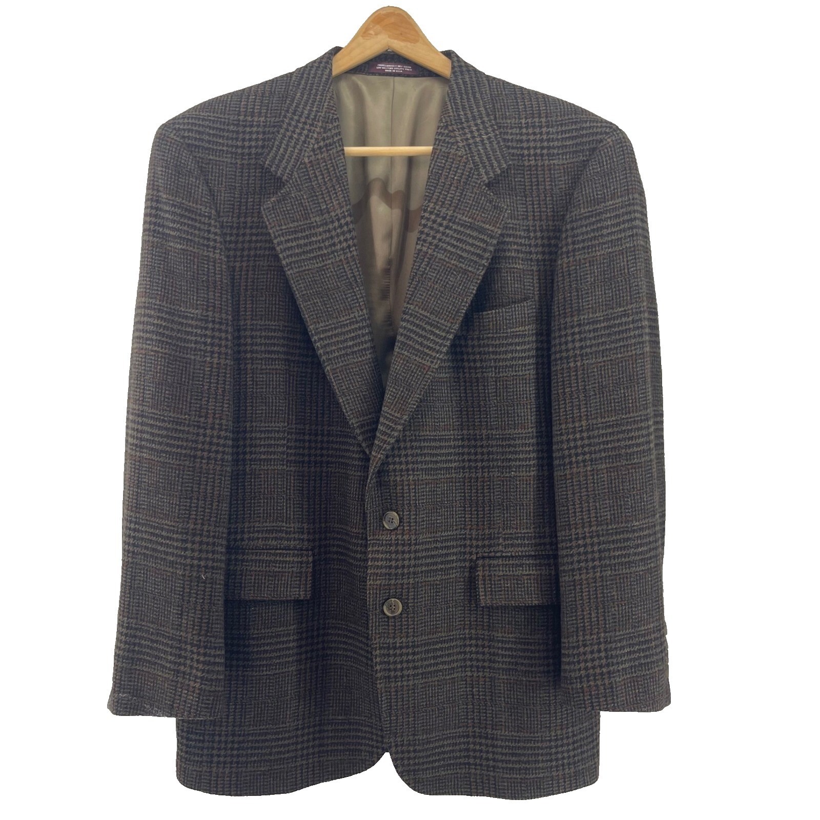 Vintage Wool Houndstooth Blazer Mens 42r Tweed Usa Classic Preppy